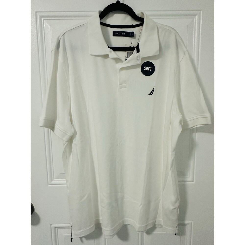 Nautica Mens Polo Shirt S Jersey Short Sleeve Classic Fit Casual White $59 NEW